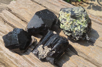 Natural Black Tourmaline With Feldspar Specimens x 4 From Namibia