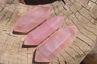 Polished Double Terminated Rose Quartz Points x 12 From Ambatondrazaka, Madagascar