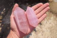 Polished Double Terminated Rose Quartz Points x 12 From Ambatondrazaka, Madagascar