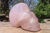 Hand Made Rose Quartz Skull Carvings x 2 From Madagascar