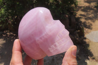 Hand Made Rose Quartz Skull Carvings x 2 From Madagascar