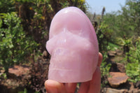 Hand Made Rose Quartz Skull Carvings x 2 From Madagascar