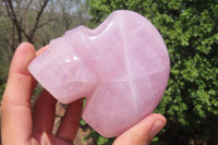 Hand Made Rose Quartz Skull Carvings x 2 From Madagascar