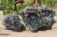 Natural Libethenite Crystals On Dolomite Matrix Specimens x 2 From Shituru, Congo