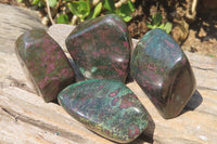 Polished Ruby Corundum In Chrome Verdite Free Forms x 4 From Zimbabwe