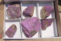 Natural Metallic Purpurite Cobbed Specimens x 6 From Erongo, Namibia