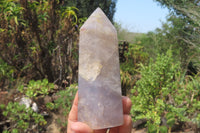 Polished Pink & Blue Rose Quartz Points x 3 From Madagascar