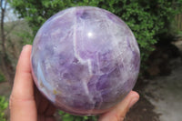 Polished Chevron Amethyst Sphere x 1 From Madagascar