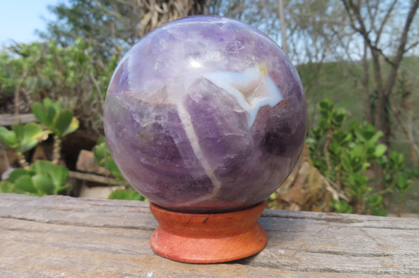 Polished Chevron Amethyst Sphere x 1 From Madagascar