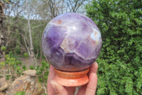 Polished Chevron Amethyst Sphere x 1 From Madagascar