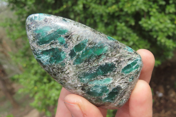 Polished Rare Emerald Mica In Matrix Standing Free Forms x 4 From Mutoko, Zimbabwe