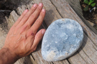 Polished Celestite Geode Eggs x 2 From Sakoany, Madagascar