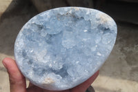 Polished Celestite Geode Eggs x 2 From Sakoany, Madagascar