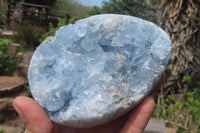 Polished Celestite Geode Eggs x 2 From Sakoany, Madagascar