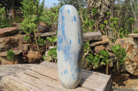 Polished Blue Spinel Spotted Quartz Standing Free Form x 1 From Madagascar