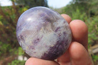 Polished Lepidolite with Pink Rubellite Palm Stones x 24 From Ambatondrazaka, Madagascar