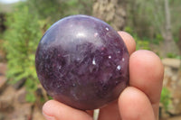 Polished Lepidolite with Pink Rubellite Palm Stones x 24 From Ambatondrazaka, Madagascar