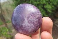 Polished Lepidolite with Pink Rubellite Palm Stones x 24 From Ambatondrazaka, Madagascar