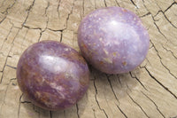 Polished Lepidolite with Pink Rubellite Palm Stones x 24 From Ambatondrazaka, Madagascar