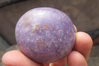 Polished Lepidolite with Pink Rubellite Palm Stones x 24 From Ambatondrazaka, Madagascar