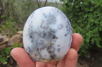 Polished Dendritic Opal Standing Free Forms x 3 From Moralambo, Madagascar