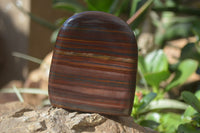 Polished Banded Tiger Iron / Muggle Stone Standing Free Forms x 3 From Northern Cape, South Africa