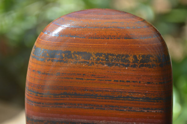 Polished Banded Tiger Iron / Muggle Stone Standing Free Forms x 3 From Northern Cape, South Africa