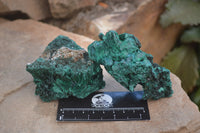 Natural Silky Malachite Specimens x 6 From Kasompe, Congo