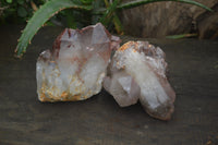 Natural Red Hematoid Quartz Clusters x 2 From Karoi, Zimbabwe