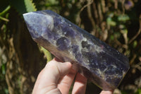 Polished Lepidolite with Pink Rubellite Point-Prisms x 2 From Ambatondrazaka, Madagascar