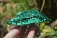 Polished Flower Banded Malachite Free Forms x 3 From Congo