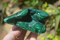 Polished Flower Banded Malachite Free Forms x 3 From Congo