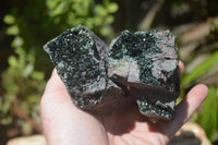 Natural Libethenite Crystals On Dolomite Matrix Specimens x 3 From Shituru, Congo