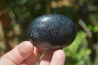 Polished Schorl Black Tourmaline and Calcite Galet-Palm Stones x 8 From Madagascar