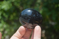 Polished Schorl Black Tourmaline and Calcite Galet-Palm Stones x 8 From Madagascar