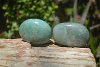 Polished Amazonite Galet-Palm Stones x 12 from Madagascar