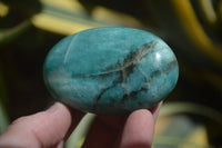 Polished Amazonite Galet-Palm Stones x 12 from Madagascar