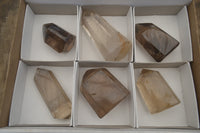 Polished Smokey Quartz Crystal Poiny-Prisms x 6 From Madagascar