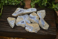 Natural Blue Lace Agate Geode Specimens x 7 From Nsanje, Malawi