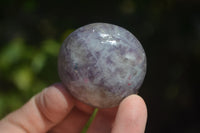 Polished Lepidolite One with Pink Rubellite Palm Stones x 24 From Ambatondrazaka, Madagascar