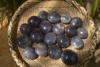 Polished Lepidolite One with Pink Rubellite Palm Stones x 24 From Ambatondrazaka, Madagascar