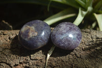 Polished Lepidolite One with Pink Rubellite Palm Stones x 24 From Ambatondrazaka, Madagascar