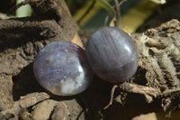 Polished Lepidolite One with Pink Rubellite Palm Stones x 24 From Ambatondrazaka, Madagascar