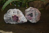 Natural Cabinet Sized Salrose Cobaltion Dolomite Specimens x 2 From Kakanda, Congo