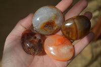 Polished Carnelian Galet-Palm Stones x 12 From Madagascar