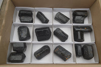 Natural Alluvial Schorl Black Tourmaline Crystals x 17 From Zimbabwe