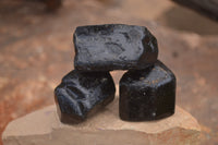 Natural Alluvial Schorl Black Tourmaline Crystals x 17 From Zimbabwe