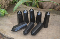 Polished Black Basalt Points x 12 From Madagascar