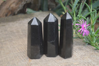 Polished Black Basalt Points x 12 From Madagascar