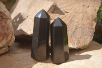 Polished Black Basalt Points x 12 From Madagascar